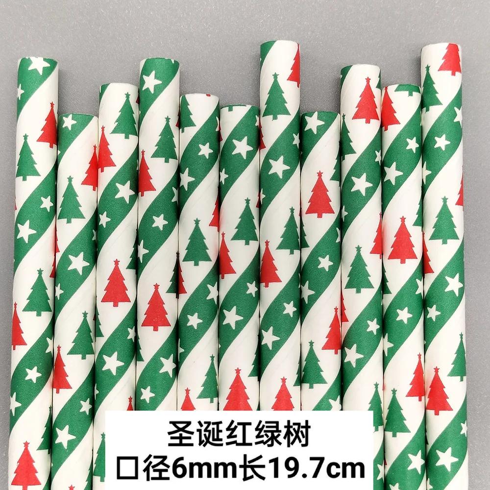 

25 шт. Рождественские бумажные трубочки, снежинки, соломинки для питья, рождественские украшения для дома, Рождество, Новый год 2025, Ноэль, вечеринка