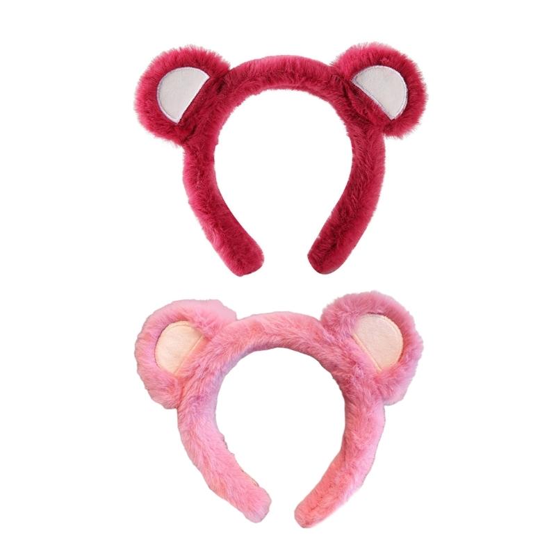 Plush Bear Ears Hairband Cartoon Birthday Headwear Soft Comfortable Headbands for Everyday and Parties