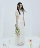 Lucirju Della Lace Dress & Signature Pearl Belt Set (Cream)