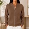 Cardigan lavorato a maglia da donna con zip frontale, manica lunga, colore, giacca casual