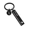 Black Electroplated Heart & Square Safety Keychain – 26 Letter Monogram Accessory.