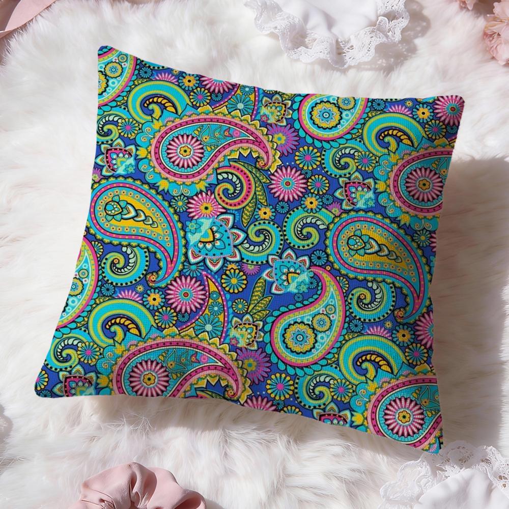 Painted Design P-PaisleyS Cushion Cover Premium Comfort Reversible Pillow Cove -Two In One Design for Any Room & Car Interior