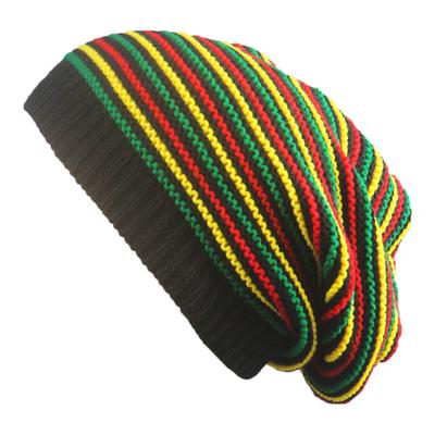 New Unisex Jamaica Slouch Beanie Winter Rainbow Striped Warm Knitted Hat Beret Cap Winter Reggae Baggy Cap Ladies Bonnet