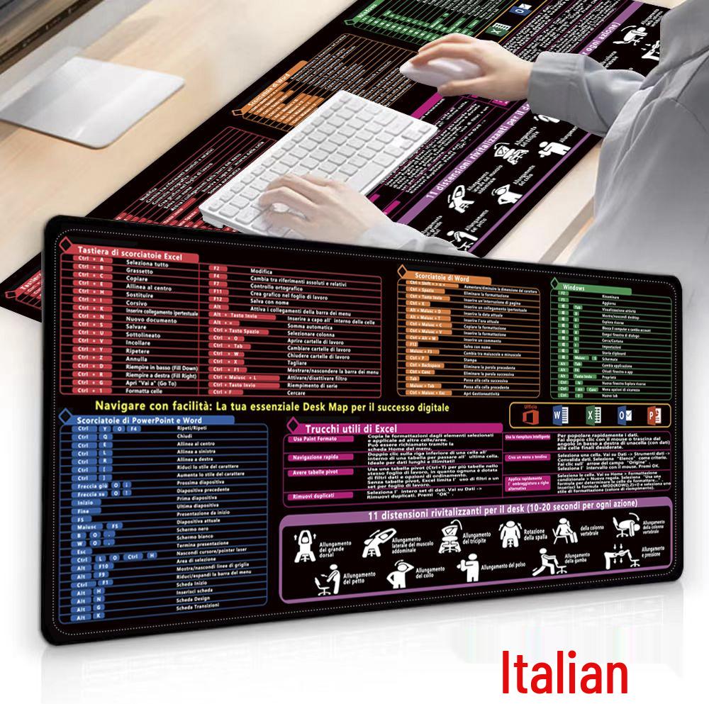 Custom Large Italian Mouse Pad: Shortcut Game & Office Desk Mat 300x600x2mm