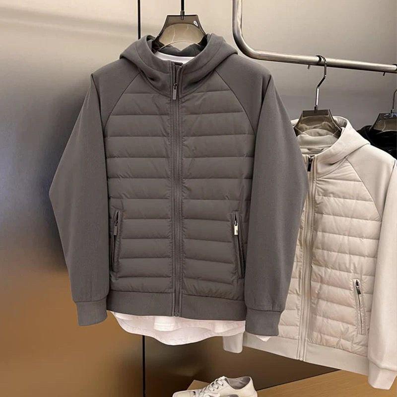 Herren Herbst/Winter Baumwolljacke - Lässiger Patchwork-Cardigan-Hoodie, lockere Passform für Paare.