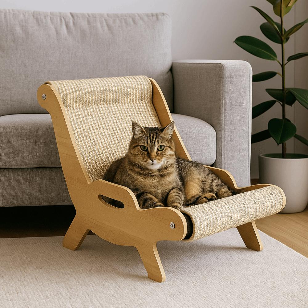 Elevated Pet Rocking Chair Wooden Cat Sofa Bed Cat Scratcher Cat Hammock Bed  for Cats/Dogs