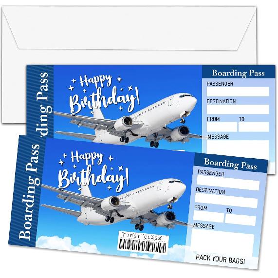Birthday Boarding Pass Gift Ticket, Surprise Trip Reveal Ideas, Birthday Christmas Anniversary Valentine's Gifts, Fake Plane Tickets, 1 PC (A02)