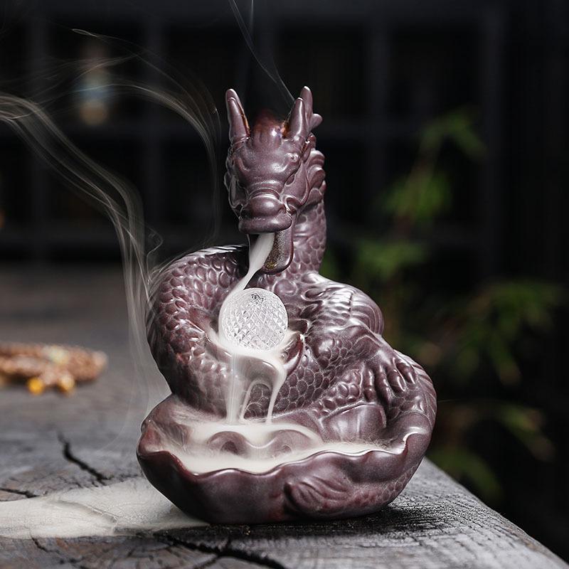 

Керамическая китайская курильница с обратным потоком Лунг Креативная светодиодная лампа Большая китайская курильница с обратным потоком Лунг Аксессуары для дома