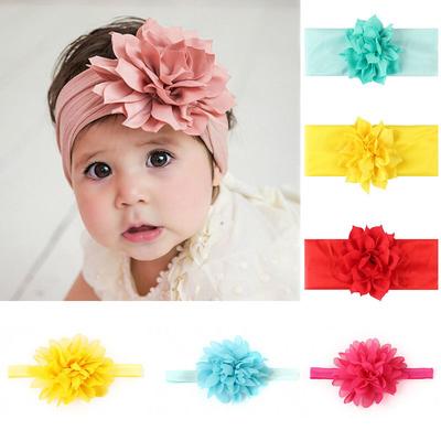 Elastisk pannebånd turban for jenter Nydelig myk blomsterhårbånd Barn prinsesse hårtilbehør