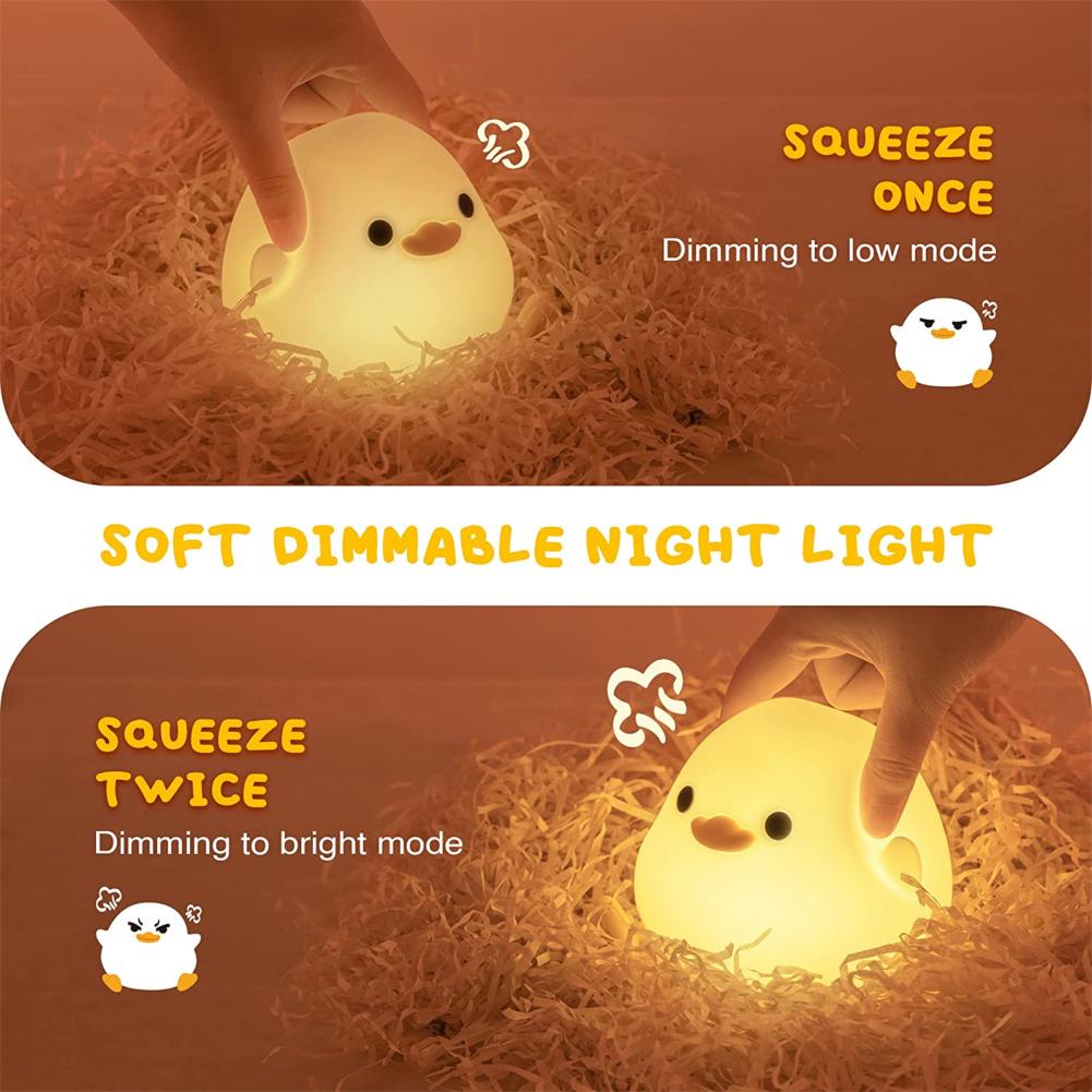 Led Adorable Silica Gel Bean Duck Night Light Filtering With Touch Sensor Rechargeable Table Lamp Bedside Lamp For Bedroom Space Living Room Room