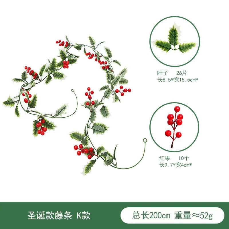 Christmas Rattan European And American Home Decoration Arrangement Artificial Fake Leaves Simulation Christmas Decoration Rattan