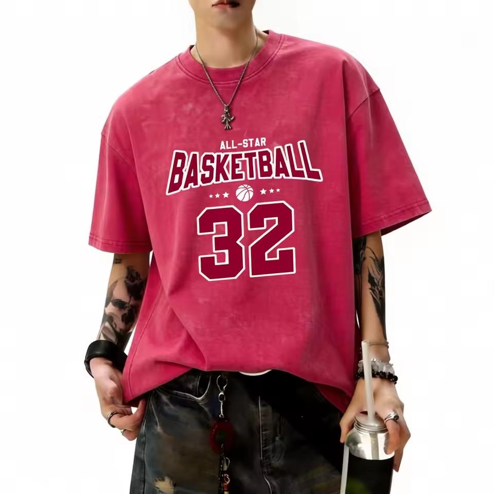 Fashionable summer men's muscle training Gothic letter print micro elastic breathable round neck T-shirt outdoor casual top