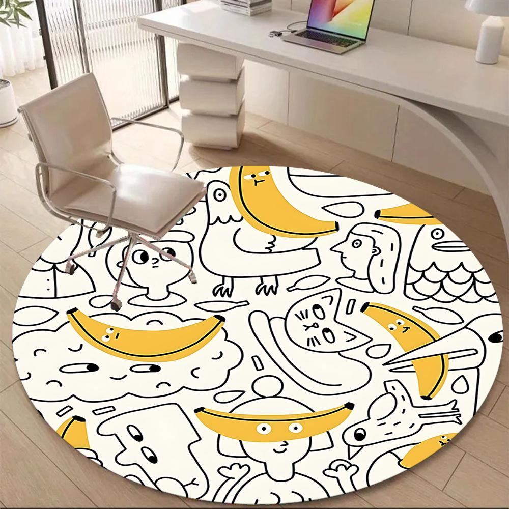 1pc Banana Party Office Round Area Rug, Indoor Mat Suitable ForOffice, Under Office Chairs Bedroom Living Room Home Decor, Room Decot062