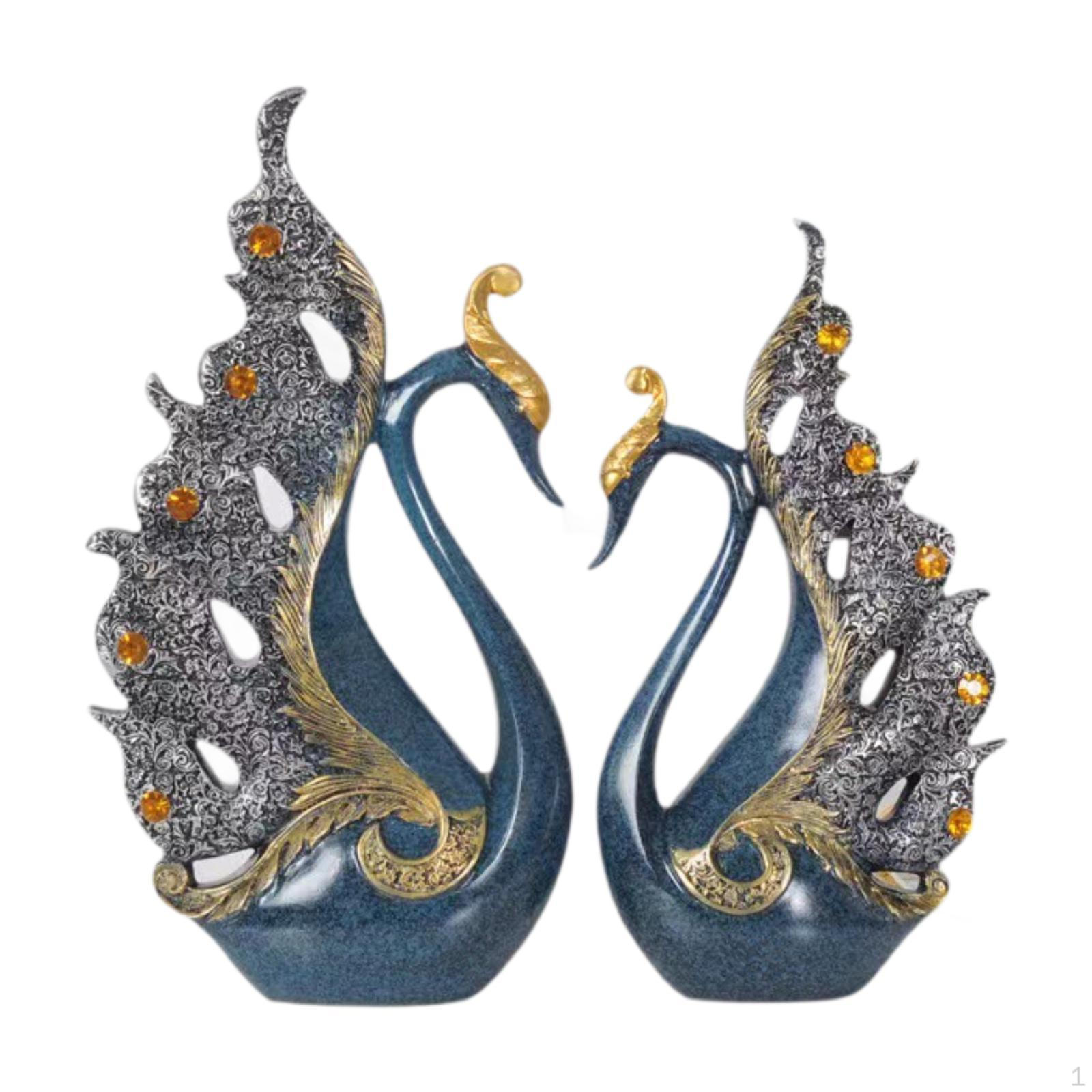 

Орнамент лебідь, фігурки, прикраса, тварина, річниця весілля, лялька, фігурка, 2 шт. синій