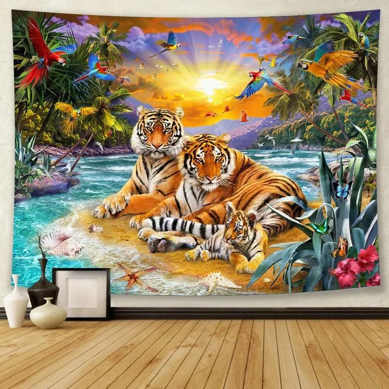 Forest Animal Tiger Decorative Tapestry Office Living Room Decor Home Wall Tapestry