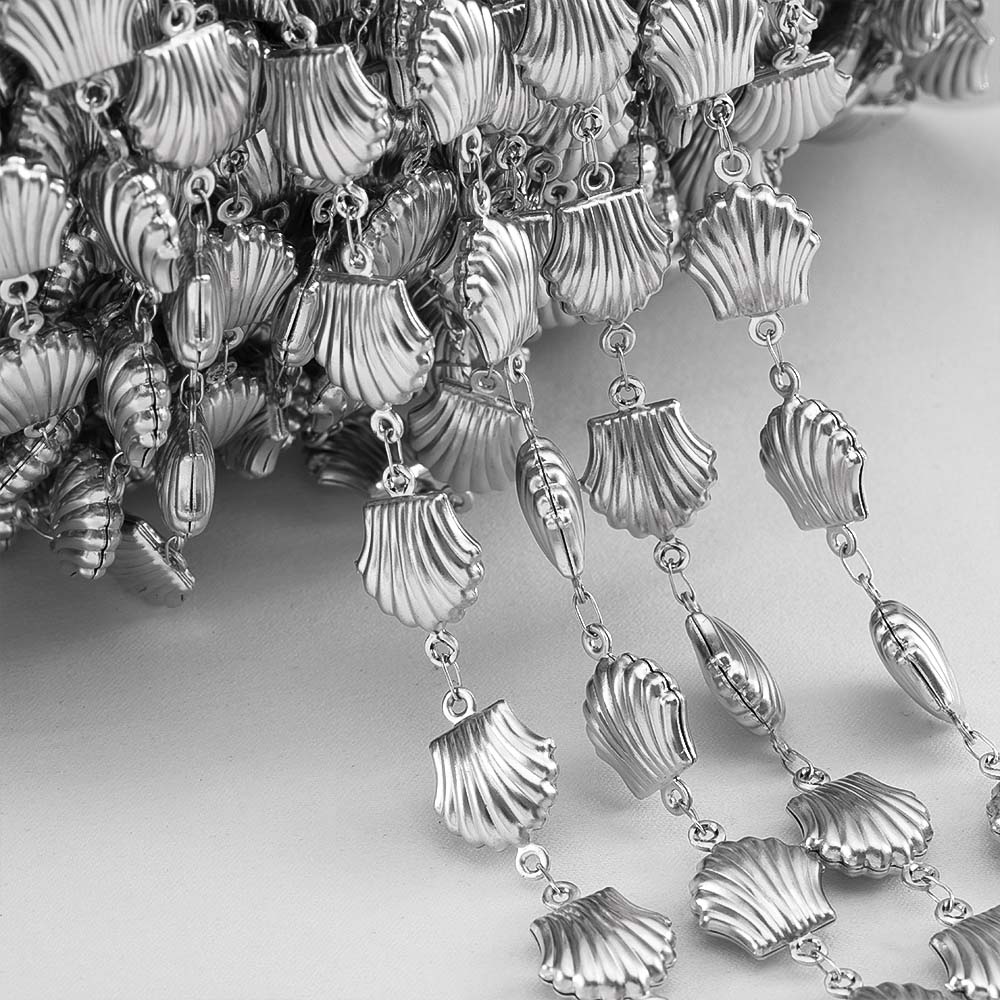 

1M Stainless Steel Punk Heart Ocean Shell Bracelet Chain DIY Jewelry Making Hip Hop Necklace Party Earring Components 1meter