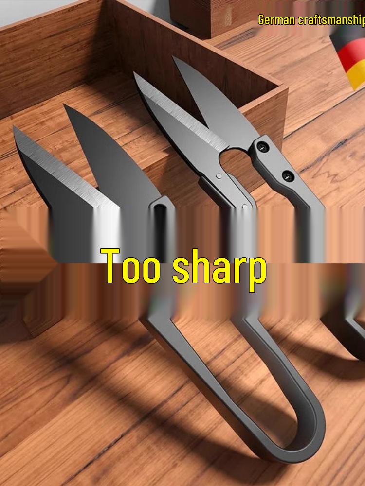 High Carbon Steel Black Yarn Scissors - Compact Spring Snippers for Cross Stitch & Fishing Line