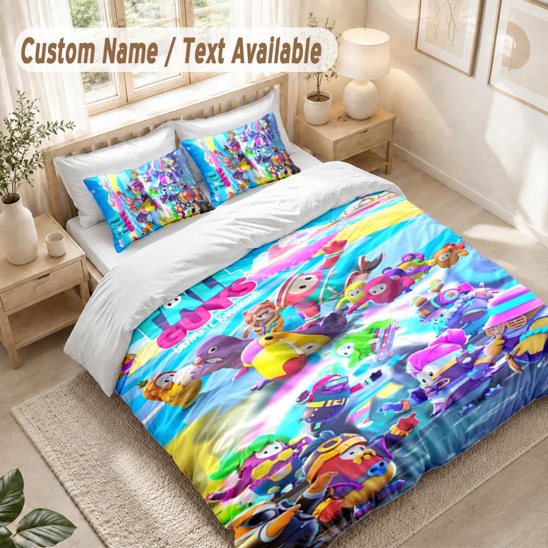 Fall Guys Bedding Set, 1 Duvet Cover & 2 Pillowcases Soft Comfortable Bedroom Home Textile Decor