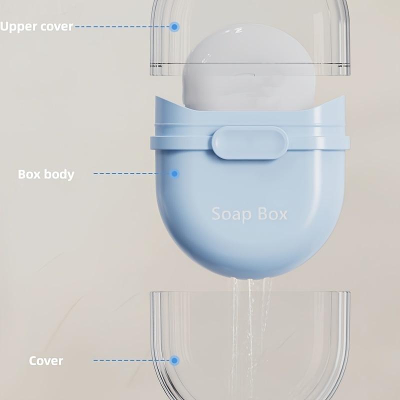 Travel Soap Dish with Drain And Lid - Oval Sealed Portable Soap Box for Business Trip - Made of Durable Material - Suitable for Halloween