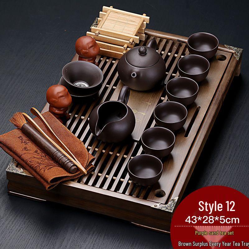 

Purple Clay Ceramic Kung Fu Tea Set with Wood Tray
