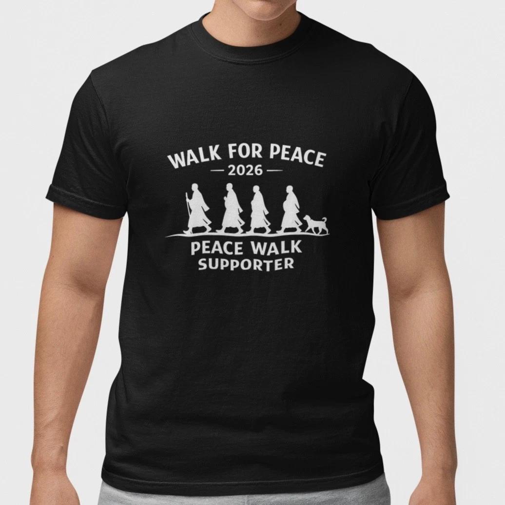Футболка Walk For Peace 2026 Футболка сторонника Мирного шествия S- Хлопок Черный XXXL