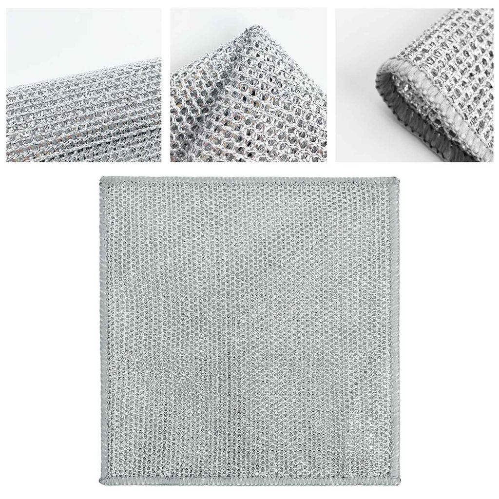10 Stück Doppelseitige Silberdraht-Putzlappen Multifunktionale Antihaft-Geschirrtücher Spültücher für die Küche