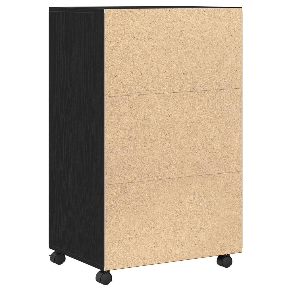 Open Storage Locker, Black Movable Storage Cabinet with Wheels, 2-tier Storage, with Double Door Storage Space, 55x40x91 Cm