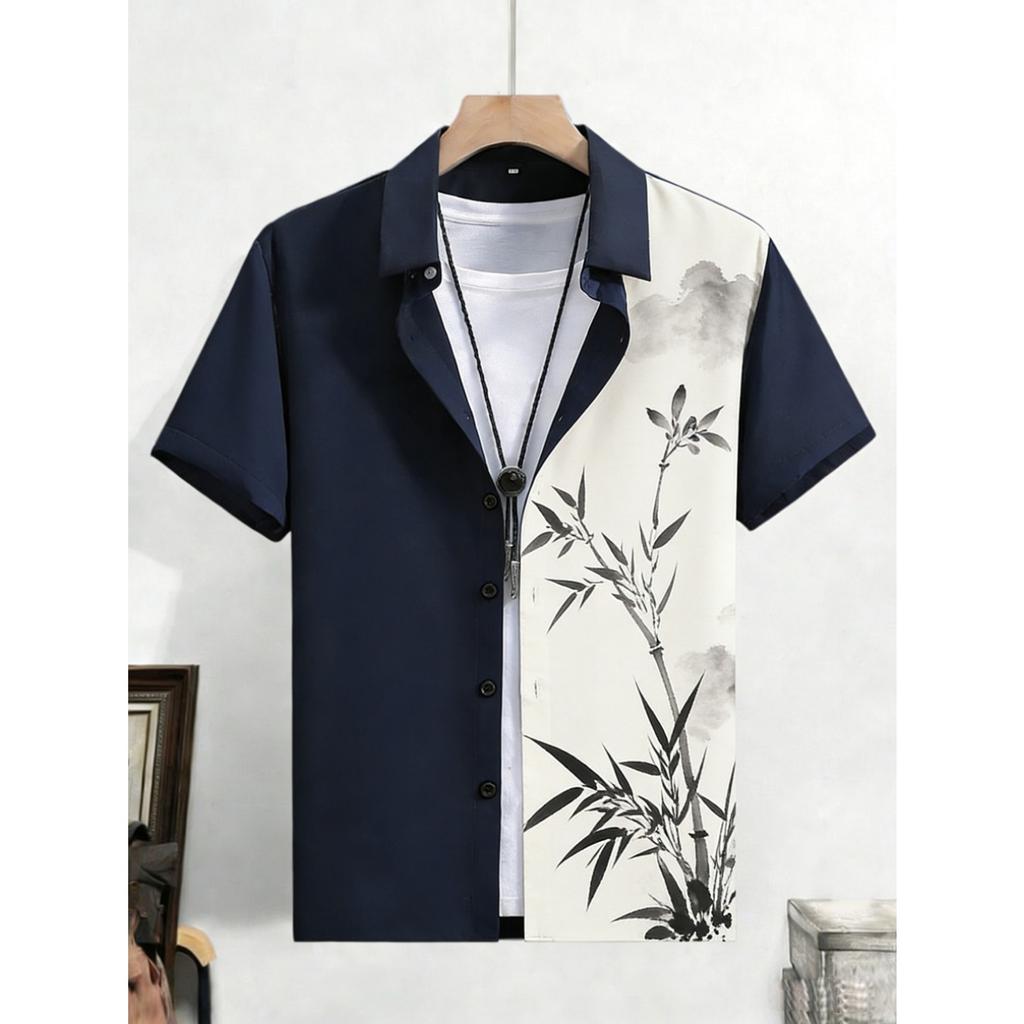 2026 Men's Spring New Short-Sleeved Shirt Plant Flowers HD 3D Printed Shirt Hawaiian Beach Party Clothes Men's Quick Drying 5XL
