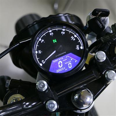 12000 U/min Motorrad Universelles LCD Signal Tacho Tachometer Kilometerzähler Messgerät für Cruiser Chopper Cafe Racer Old School