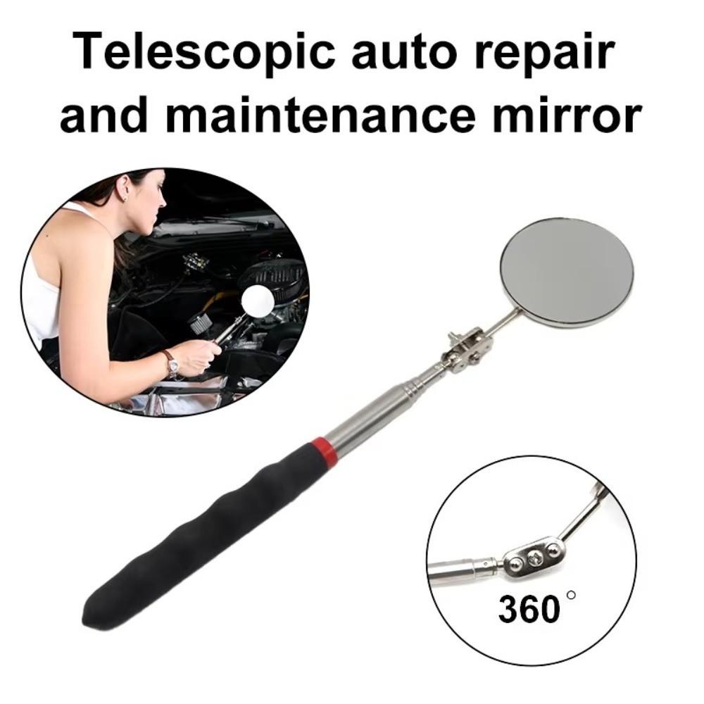 Long Handle Telescoping Inspection Mirror Round Extendable 360° Swivel Mirror Mechanic Repairing