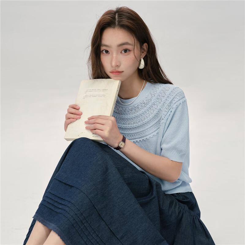 Giordano Women's Pure Cotton Cut-out Knit Top