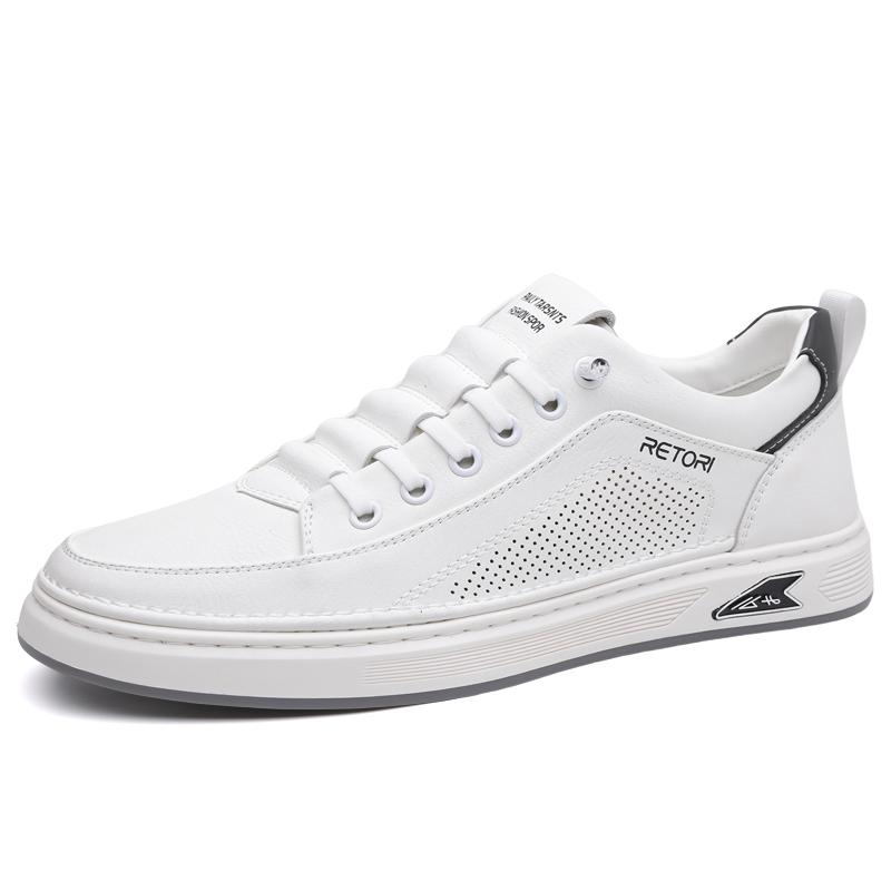 2025 New Leather Male Flats Handmade Casual Shoes Men's Lace Up Walking Shoes Outdoor Jogging Shoes Office Men's Skate Footwear