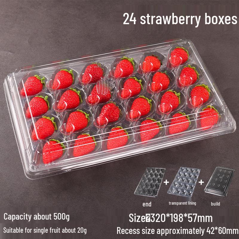 

Transparent Disposable Strawberry Gift Box with Lid and Grooves