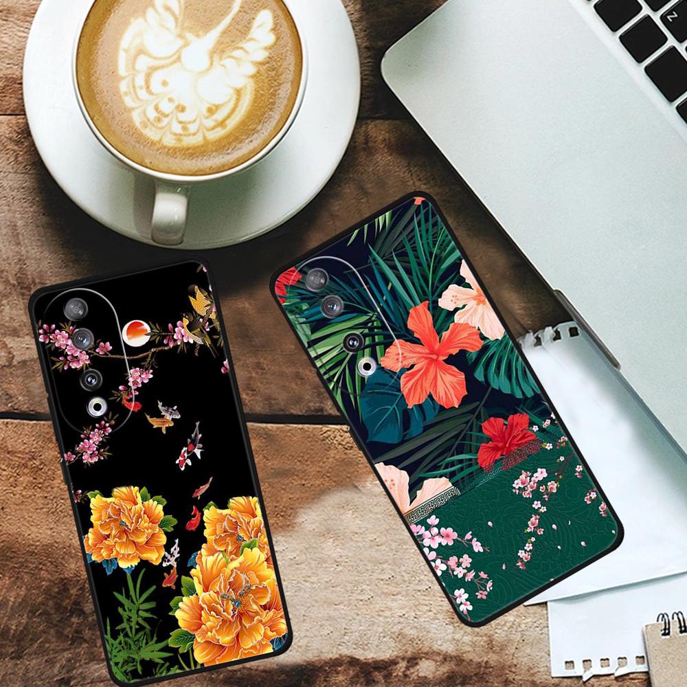 

For Honor 90 Phone Case Chinese Culture Pattern TPU Phone Cover Golden Carp Surfing