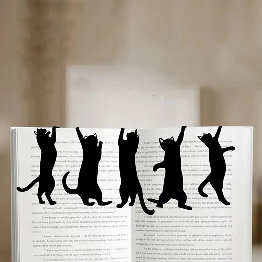 Metal Cat Bookmarks Set of 5 Creative-Design with Unique Cat Shaped Bookmarks for Book Lovers, Students, and Teachers