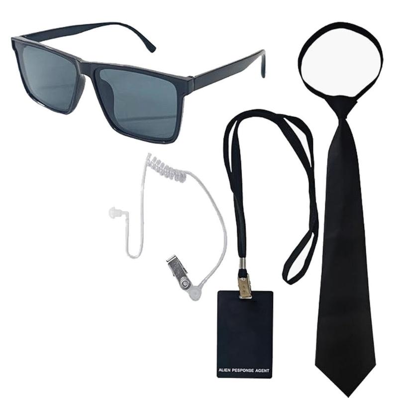 Kostýmy pro tajné agenty včetně černých brýlí, sluchátka a kravaty Bezpečnostní strážce Cosplay kostým pro dítě i dospělého
