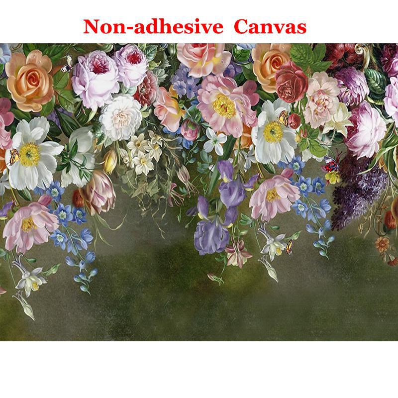 

3D Настенные фотообои Европейский стиль Ретро Ручная роспись Розы Цветы Фотообои Для гостиной Настенный декор 300cm (W) x 200cm (H)