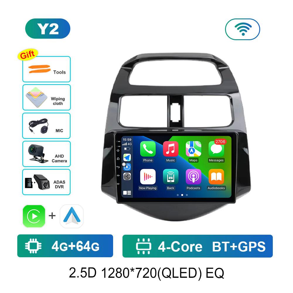 DSP Stereo Car Radio Multimedia player for Chevrolet Spark Beat Matiz Creative 2009 - 2016 Android 14 Navi GPS QLED Screen