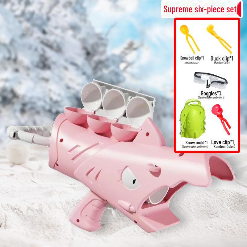 Lanzador de bolas de nieve de tiburón transfronterizo para exteriores para juegos de nieve infantiles