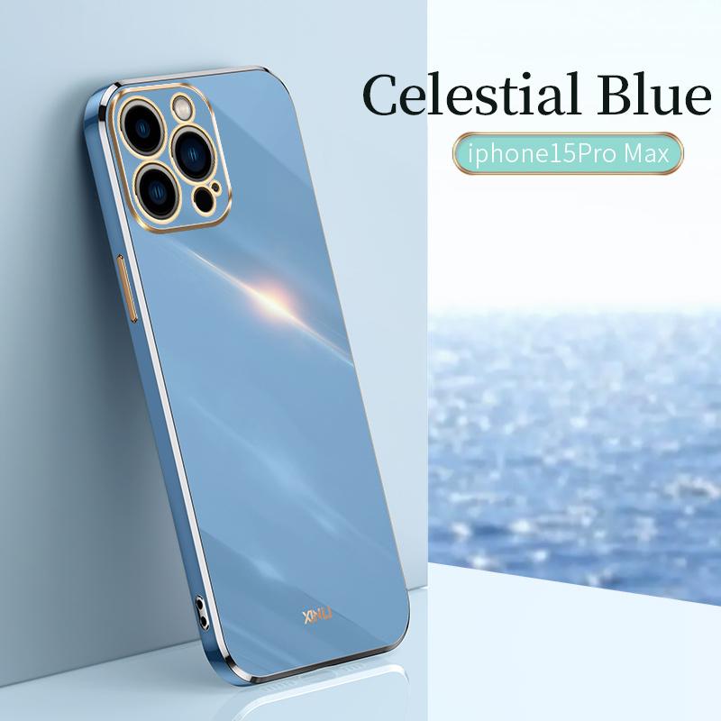 Luxury Square Silicone Plating Phone Case for iPhone 15 14 13 12 11 Pro Max XR X XS Max 7 8 15 Plus Shockproof Solid Color Soft Cover