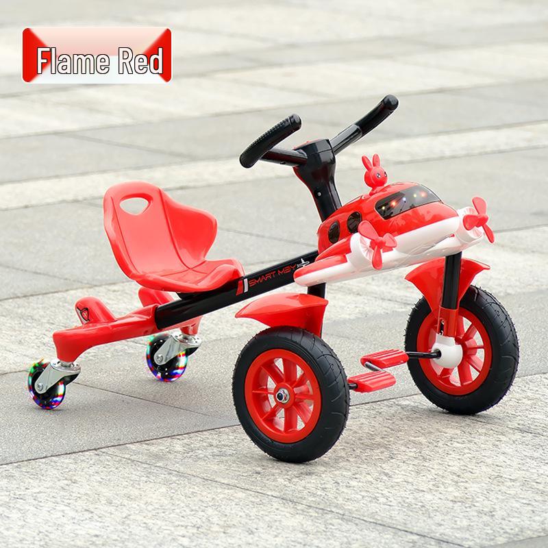Children s 360° Drift Tricycle - Airplane Design, Four-Wheel Pedal, Rotating Sliding Toy