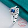 925 Sterling Silver Round Bule AAA Zircon Ring For Women Man Fashion Wedding Engagement Party Charm Jewelry