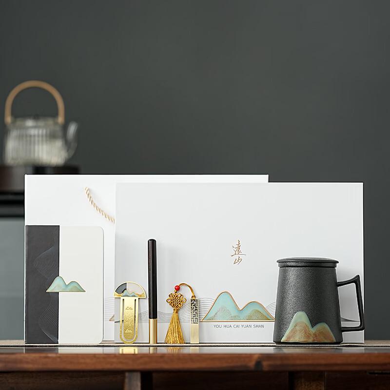 Wushiyuan Retro Elegant Ceramic Tea & Stationery 5-Piece Gift Set