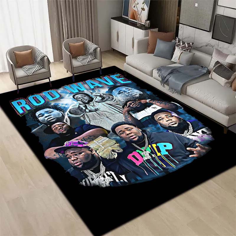 3D  Hip Hop Rapper Carpet Rod Wave Home Living Room Bedroom Decoration Flannel Comfortable Anti slip Area Corridor Carpet Gift