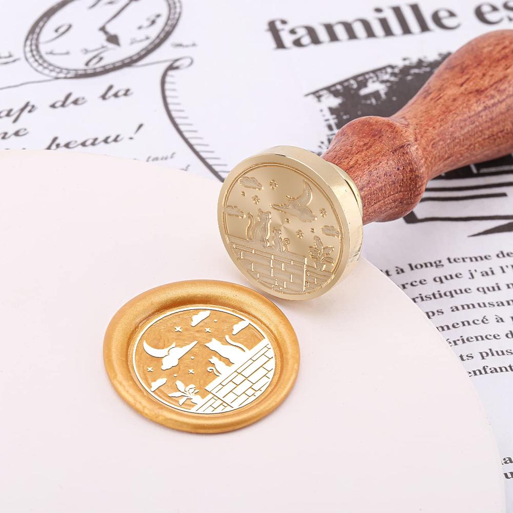 New Cats Series Wax Seal Stamps Wax Sealing Stamps 25mm Removable Brass Head For Decorating Envelopes Notebooks Greeting Cards