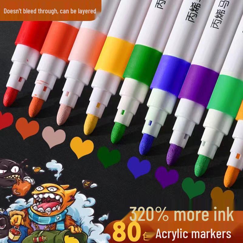 Stackable Waterproof Acrylic Markers Set for Kids & Students - Opaque Graffiti Art Pens