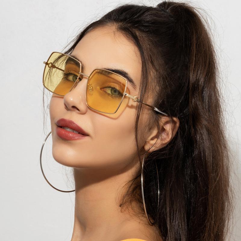 New Sunglasses Ins Style European and American Metal Sunglasses Square Sunglasses Men's and Women's Sunshade Glasses S