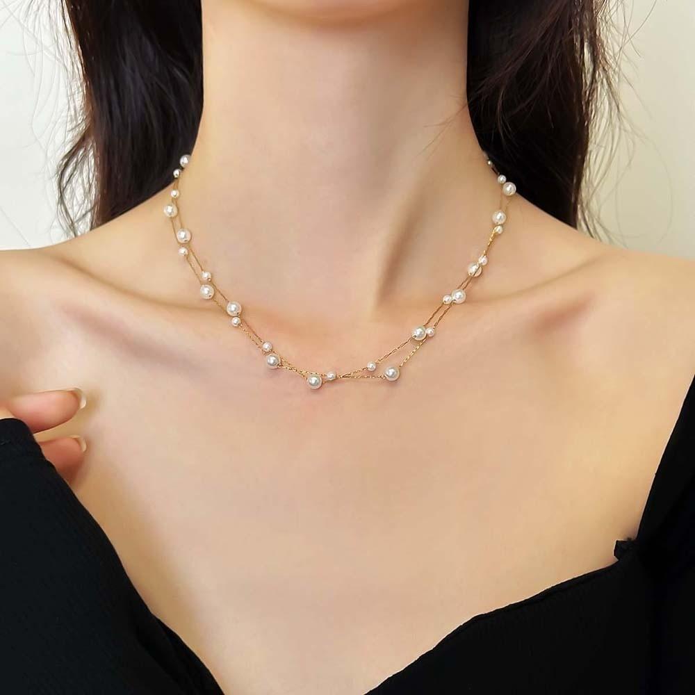 Luxury Beaded Choker Necklace Exquisite Collarbone Chain Brilliant Neck Pendant  Birthday Gift