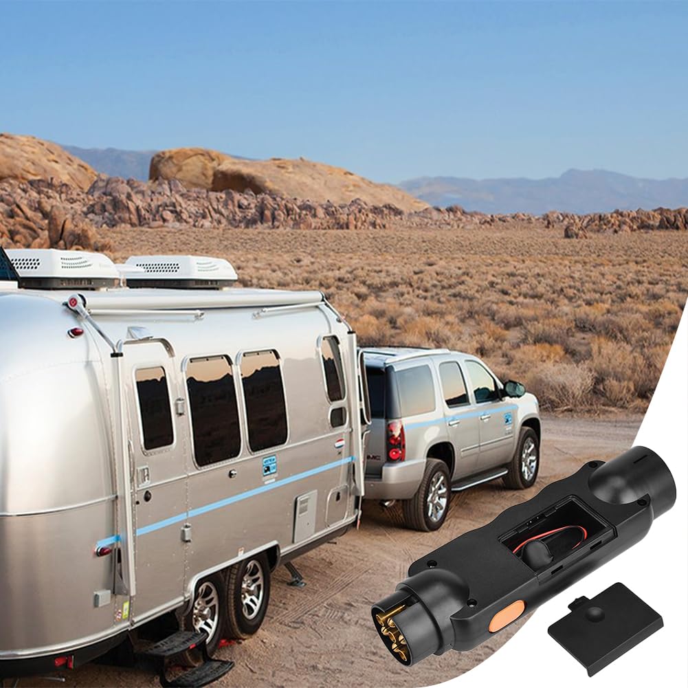 

12V 7 Pin Trailer Tester Plug, European Trailer 7 Pin Wiring RV Connector Tester Plug Socket Connection Adapter Towing Light Wire Circuit Diagnostic
