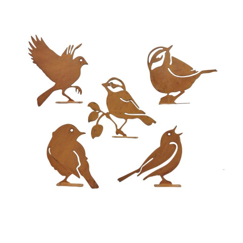 Rusty Wrought Iron Bird Garden Stake